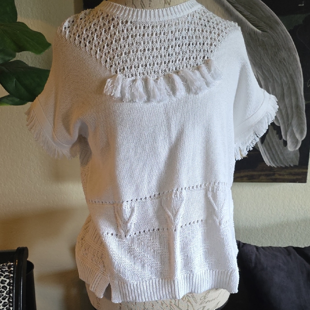 Autumn Cashmere Crochet Knit Fringe Knit Summer Beachy Top